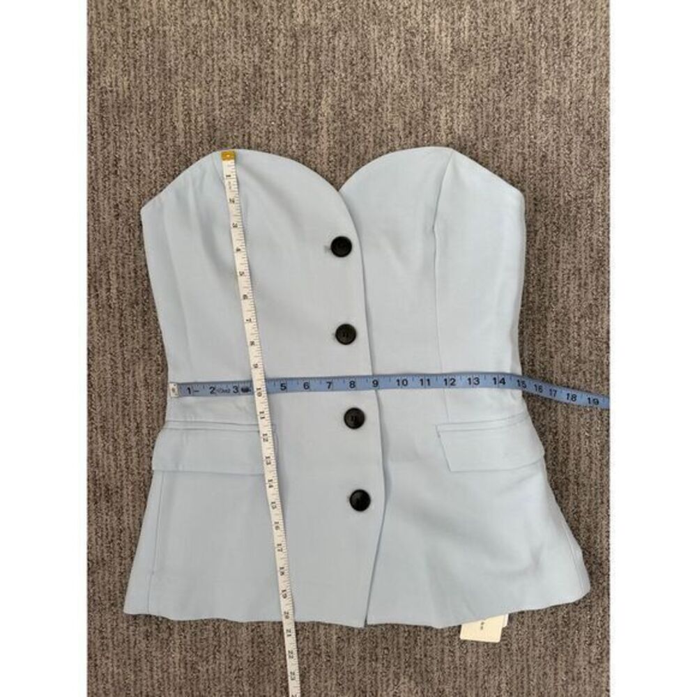 Commense Elegant Light Blue Strapless Corset Top and Wide-Leg Pants Set M - Picture 10 of 11